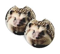 Cute Hedgehog Car Coasters, 2-Pack Universal Car Coasters, Waterproof And Non-Slip, #Interior Accessory Pad, 2.7 Inch.