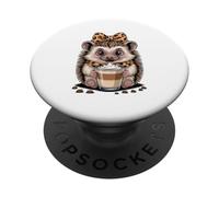 Cute Hedgehog Coffee Latte Animal Lover PopSockets Adhesive PopGrip