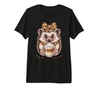 Cute Hedgehog Coffee Latte Animal Lover Premium T-Shirt
