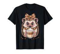 Cute Hedgehog Coffee Latte Animal Lover T-Shirt
