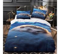 Cute Hedgehog Comforter Cover 3D Print Hotel Quality 3-Piece Bed Set Hidden Zipper night Sky Fantasy Quilt Cover Extra Soft All Season for Adults Women Kids Girls Boys Teens Single（135x200cm）
