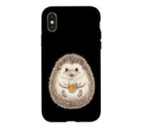 Cute Hedgehog Drinking Beer Mug Funny Animal Case for iPhone X/XS