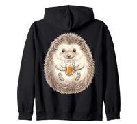 Cute Hedgehog Drinking Beer Mug Funny Animal Zip Hoodie