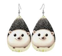 cute hedgehog earrings for women teardrop leather earrings double sided lightweight dangle earrings for women ear accessories fashion jewelry birthday gift