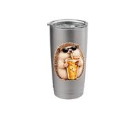 Cute Hedgehog Enjoying Iced Coffee Funny Coffee Lover Stainless Steel Insulated Tumbler