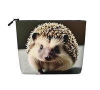 Cute Hedgehog Fake Hemp Makeup Bag. Environmentally Friendly And Durable, Simple Design, Easy To Store Your Beauty Essentials.