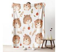 Cute Hedgehog Fall Throw Blanket for Couch, Cute Cartoon Animal Fleece Blanket for Bed, Fruit Hedgehog Cozy Blankets 40"x60" Soft Warm Lightweight for All Season Camping Travel Picnic