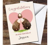 Cute Hedgehog Family Congratulations Adoption New Child Personalised Card - Personalised New Baby Card, Congratulations On Your Adoption Card