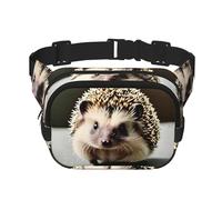 Cute hedgehog Fitness travel shoulder bag, fashionable and casual waist bag, square double-layer waist bag, Black, One Size, Black, One Size