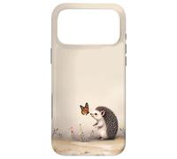 Cute Hedgehog Floral Beige Aesthetic Pastel Case for iPhone 17 Pro Max