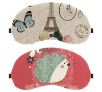 Cute Hedgehog Floral I Am a Star 2-Pack Light-Blocking Soft Breathable Eye Masks with Eye Patches and Sleep Masks