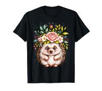 Cute Hedgehog for Women Mom Flower Hedge Hog Lovers Floral T-Shirt