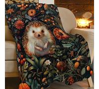Cute Hedgehog Forest Decor Super Cozy Plush Lightweight Soft Flannel Fleece Jungle Animal Blanket Gifts For Girls Boys Kids Women Men Teenager For Sofa Bed Couch 60"X80"