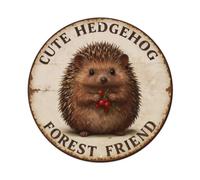 CUTE HEDGEHOG FOREST FRIEND Metal Tin Sign Plaque