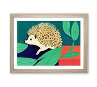 Cute Hedgehog Framed Print | A2 Oak Framed Wall Art | Ready to Hang | Modern Nature Picture | Living Room Bedroom Lounge Office