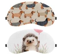 Cute Hedgehog Holding a Balloon 2-Pack Light-Blocking Soft Breathable Eye Masks with Eye Patches and Sleep Masks