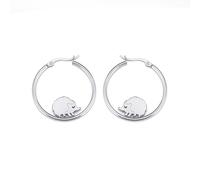 Cute Hedgehog Huggie Hoops for Women Girls - Hypoallergenic Stainless Steel Earrings, Gold/Silver Plated Animal Charm Jewellery, Dainty Gift for Animal Lovers (Silver)