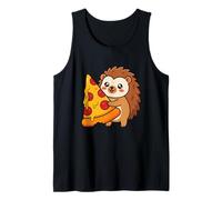 Cute Hedgehog Hugging Pepperoni Pizza Slice Kawaii Cartoon Tank Top