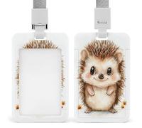Cute Hedgehog ID Badge Holder Retractable Clip Card Holder Card Protector Name Badge Name Tag for Work Office Doctor Nurse