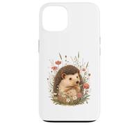 Cute Hedgehog Illustration with Wildflowers Case for iPhone 13