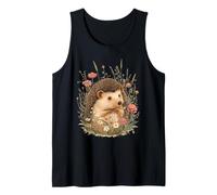 Cute Hedgehog Illustration with Wildflowers Tank Top