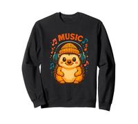 Cute Hedgehog in Beanie and Headphones, Cozy Music Lover Sweatshirt