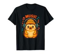 Cute Hedgehog in Beanie and Headphones, Cozy Music Lover T-Shirt