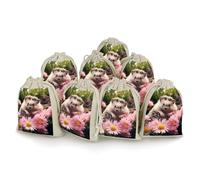 Cute Hedgehog in Flowers Bunches Pocket Cotton And Hemp with Drawstring 8 Pieces Reusable Gift Bags Jewelry Pouch for Wedding DIY Craft Party (4.9 X 6.7 Inch)