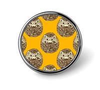 Cute Hedgehog in Vintage Style Round Brooch Pin, Unisex Smooth Surface Lapel Tie Pin, Lightweight Badge Jewelry Crafts Decor for Costume Accessory Men Women