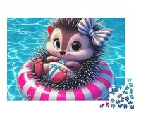 Cute Hedgehog Jigsaw Puzzle for Adults 1000 Pieces Puzzle Game Swimming Pool Relaxing Family Entertainment 52x38cm/1000pcs