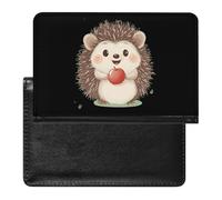 Cute Hedgehog Leather Passport Holder Compact ID Card Cover Case Slim Travel Wallet for Men Women