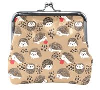 Cute Hedgehog Leather Wallet for Women with Buckle and Kiss Closure Coin Purse Cute Brown Hedgehog UNITALLA Cute Brown Hedgehog UNITALLA Classic, Cute Hedgehog Coffee, UNITALLA, Classic