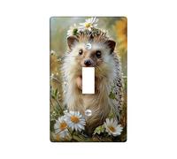 Cute Hedgehog Light Switch Cover Plates/Outlet Covers, Floral Daisies for Spring Wall Decor, Thermoplastic Wall Plates, Standard Size Single Toggle