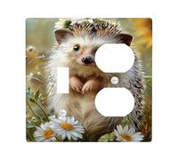 Cute Hedgehog Light Switch Cover Plates/Outlet Covers, Floral Daisies for Spring Wall Decor, Thermoplastic Wall Plates, Standard Size Toggle Duplex