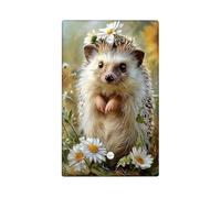 Cute Hedgehog Light Switch Cover Plates/Outlet Covers, Floral Daisies for Spring Wall Decor, Thermoplastic Wall Plates, Standard Size Blank Cover Plate