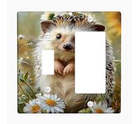 Cute Hedgehog Light Switch Cover Plates/Outlet Covers, Floral Daisies for Spring Wall Decor, Thermoplastic Wall Plates, Standard Size Toggle Rocker