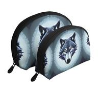 Cute hedgehog Moon Cosmetic Bag, Travel Makeup Pouch, Portable Waterproof Cosmetic Pouch for Girls Women., Fierce Wolf Head, One Size