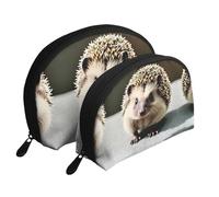 Cute hedgehog Moon Cosmetic Bag, Travel Makeup Pouch, Portable Waterproof Cosmetic Pouch for Girls Women., Cute Hedgehog, One Size