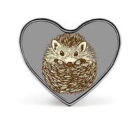 Cute Hedgehog on Grey Heart Brooch Pin, Unisex Smooth Surface Lapel Tie Pin, Lightweight Badge Jewelry Crafts Decor for Costume Accessory Men Women