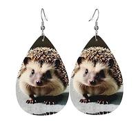 Cute hedgehog Patterned leather earrings - Women's earrings, suitable for daily wear, parties, dates, etc.