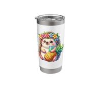 Cute Hedgehog Pineapple Tropical Summer Vibes Stainless Steel Insulated Tumbler