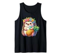 Cute Hedgehog Pineapple Tropical Summer Vibes Tank Top