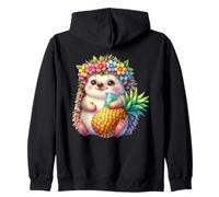Cute Hedgehog Pineapple Tropical Summer Vibes Zip Hoodie