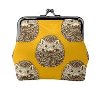 Cute Hedgehog, PU Leather Coin Purse, Small Wallets, Change Pouch with Kiss Lock Clasp Buckle, Change Purse