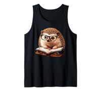 Cute Hedgehog Reading Book Nerd Tank Top