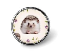 Cute Hedgehog Round Lapel Pin Women's Novelty Buttons & Pins Metal Badge Cute Brooch Retro Pinback Badge Fashion Bag Pins for Hat Backpacks Tie Suit Wedding Party Accessory, Circular, Aluminum, no