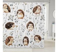 Cute Hedgehog Shower Curtain,Animal Pattern Bath Curtain Kawaii Kids Bathroom Sets Hedgehog Gifts For Girls Women Hedgehog Lovers Leaves Branch Shower Stall Curtain With Hooks 72" W x 72" L