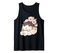Cute Hedgehog Sleeping Cherry Blooms Design Tank Top