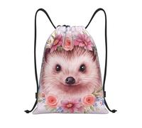 Cute Hedgehog Sports String Backpack Scratch Drawstring Bags Versatile Draw String Back Bag For Men Travel Beach 39X46Cm
