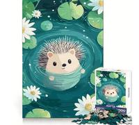 Cute Hedgehog Swimming in A Pond Jigsaw for Adults 1000 Pieces Reason Boost Indoor Play Playful Challenge Wall Art (38x52cm)